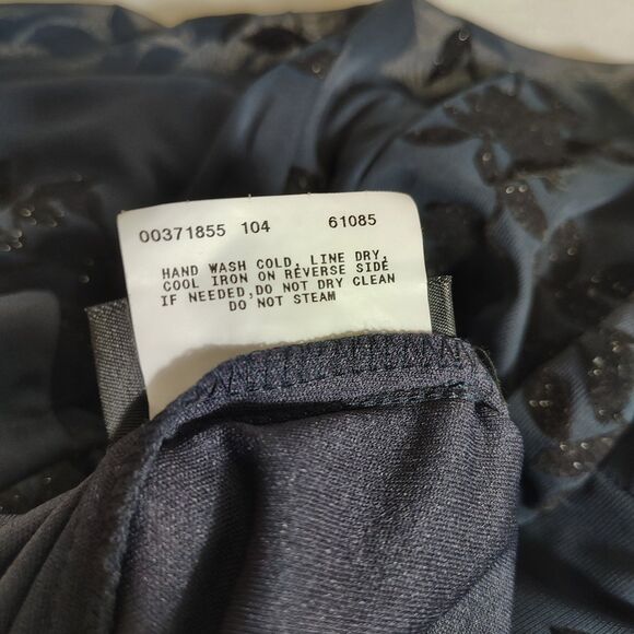 Y2K Navy Floral Mesh Overlay Dress Sleeveless Velvet Sparkle Party Size Large - Picture 8 of 9